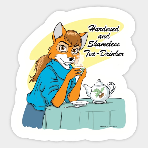 Tea Drinker Sticker by OzFoxes